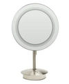 ALFI BRAND ALFI BRAND BRUSHED NICKEL TABLETOP ROUND 5X MAGNIFYING COSMETIC MIRROR WITH LIGHT BEDDING