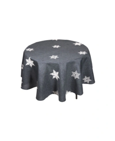 Xia Home Fashions Glisten Snowflake Embroidered Christmas Round Tablecloth, 70" In Grey