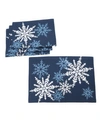 MANOR LUXE MAGICAL SNOWFLAKES CREWEL EMBROIDERED CHRISTMAS PLACEMATS 14" X 20", SET OF 4