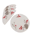 MANOR LUXE CHRISTMAS PINE CONE CREWEL EMBROIDERED PLACEMATS, SET OF 4