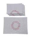 MANOR LUXE HOLLY BERRY WREATH EMBROIDERED CHRISTMAS PLACEMATS, SET OF 4