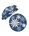 MANOR LUXE MAGICAL SNOWFLAKES CREWEL EMBROIDERED CHRISTMAS PLACEMATS 16" ROUND, SET OF 4