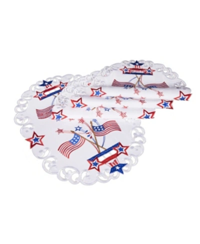Xia Home Fashions Star Spangled Embroidered Cutwork Placemats, 13" X 19", Set Of 4 In White