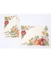 MANOR LUXE HAPPY FALL PUMPKINS CREWEL EMBROIDERED PLACEMATS, SET OF 4