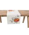 MANOR LUXE RUSTIC PUMPKIN CREWEL EMBROIDERED FALL TABLE RUNNER