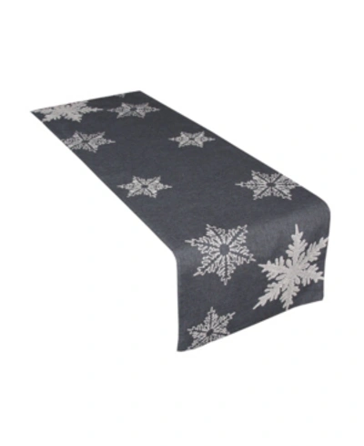 Xia Home Fashions Glisten Snowflake Embroidered Christmas Table Runner, 16" X 70" In Grey