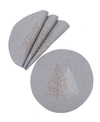 MANOR LUXE FESTIVE TREES EMBROIDERED CHRISTMAS PLACEMATS 16" ROUND, SET OF 4