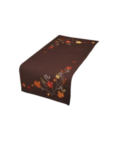 Xia Home Fashions Autumn Branches Embroidered Fall Table Runner, 36" X 16" In Coffee