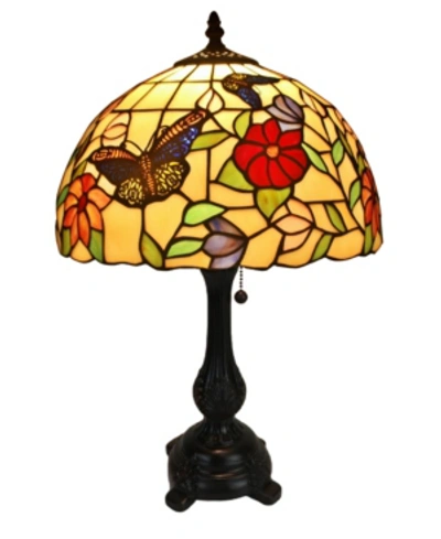 Amora Lighting Tiffany Style Butterflies Table Lamp In Multi