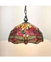Amora Lighting Tiffany Style 2-light Dragonfly Hanging Lamp In Multi