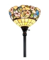 AMORA LIGHTING TIFFANY STYLE HUMMINGBIRDS FLORAL TORCHIERE FLOOR LAMP