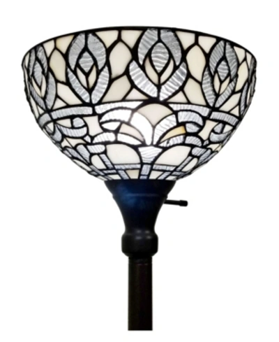 Amora Lighting Tiffany Style Torchiere Floor Lamp In White