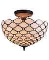 AMORA LIGHTING TIFFANY STYLE 2-LIGHT JEWELED PENDANT LAMP