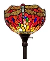 Amora Lighting Tiffany Style Dragonfly Torchiere Floor Lamp In Multi
