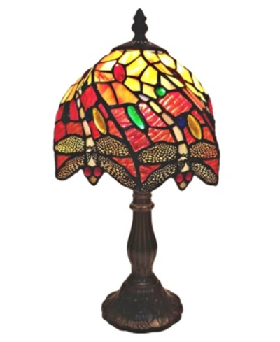 Amora Lighting Tiffany Style Dragonfly Table Lamp In Multi