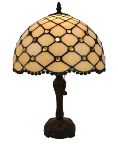 Amora Lighting Tiffany Style Jewel Table Lamp In White