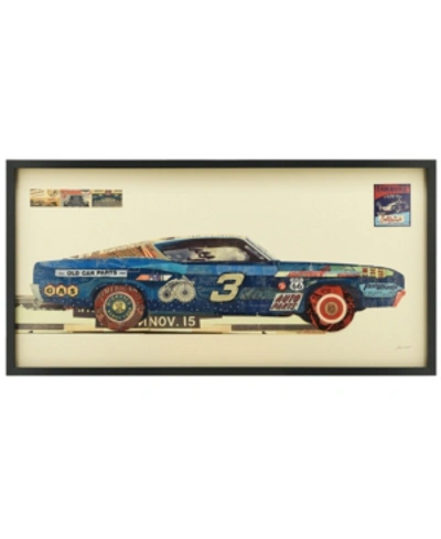 Empire Art Direct "muscle Blue Car" Dimensional Collage Framed Graphic Art Under Glass Wall Art In Multi