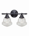 VAXCEL HUNTLEY 2 LIGHT FARMHOUSE BATHROOM VANITY WALL LIGHT CLEAR SCHOOLHOUSE GLASS