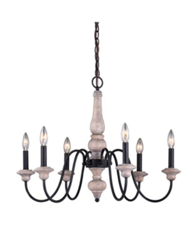 Vaxcel Georgetown Wood And Farmhouse 6 Light Chandelier In Brown