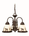 VAXCEL BRYCE 3 LIGHT RUSTIC DEER AMBER GLASS CHANDELIER