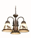VAXCEL YELLOWSTONE 3 LIGHT RUSTIC MOOSE AMBER GLASS CHANDELIER
