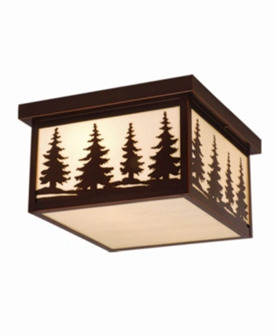 Vaxcel Yosemite Outdoor Flush-mount Light With Rustic Tree Motif In Brown