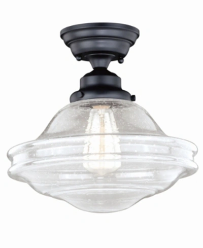 Vaxcel Huntley Farmhouse Ceiling Light Clear Schoolhouse Glass In Brown
