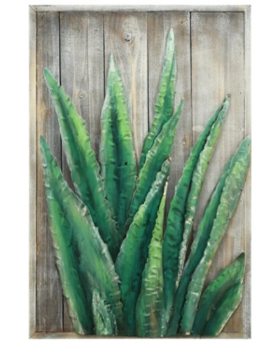 Empire Art Direct 'succulent 1' Metallic Handed Painted Rugged Wooden Blocks Wall Sculpture In Multi