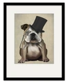 COURTSIDE MARKET ENGLISH BULLDOG, FORMAL HOUND AND HAT 16" X 20" FRAMED AND MATTED ART