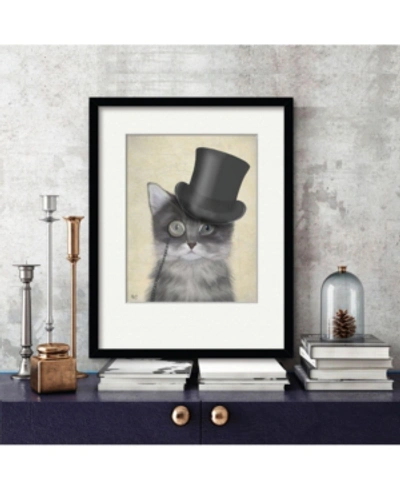 Courtside Market Cat, With Top Hat 16" X 20" Framed And Matted Art In Multi