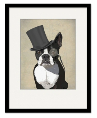 Courtside Market Boston Terrier, Formal Hound And Hat 16" X 20" Framed And Matted Art In Multi