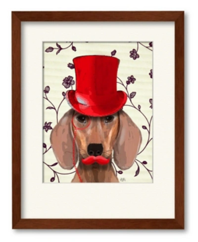 Courtside Market Dachshund With Top Hat 16" X 20" Framed And Matted Art In Multi