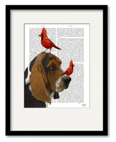 Courtside Market Basset Hound And Birds 16" X 20" Framed And Matted Art In Multi