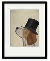 COURTSIDE MARKET BEAGLE, FORMAL HOUND AND HAT 16" X 20" FRAMED AND MATTED ART