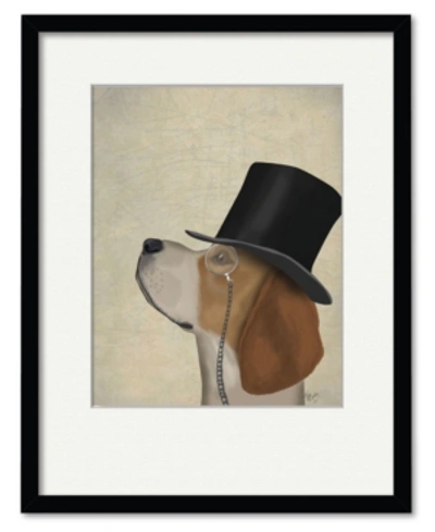 Courtside Market Beagle, Formal Hound And Hat 16" X 20" Framed And Matted Art In Multi