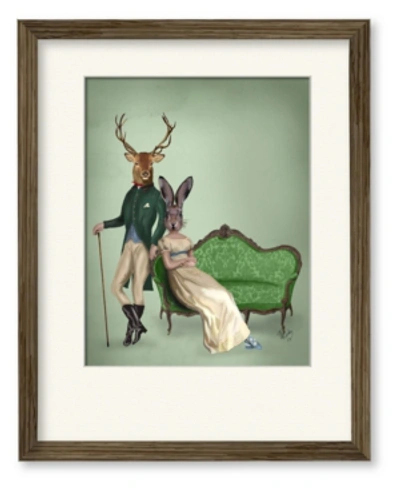 Courtside Market Mr. Deer And Mrs. Rabbit 16" X 20" Framed And Matted Art In Multi