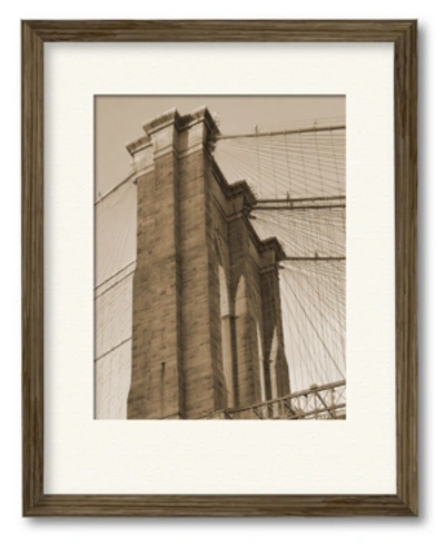 Courtside Market Sepia Brooklyn Bridge 16" X 20" Framed And Matted Art In Multi