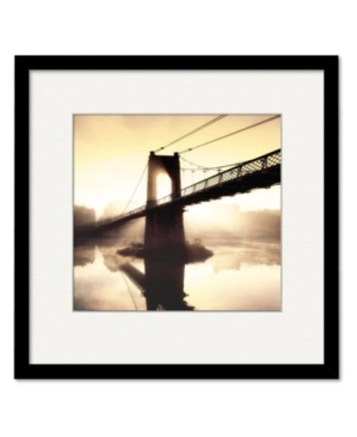 Courtside Market Footbridge In The Setting Sun 20" X 20" Framed And Matted Art In Multi