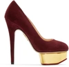 Charlotte Olympia Purple Suede Platform Dolly Heels In Deep Purple