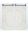 LUXEN HOME SET OF 2 DECORATIVE CARVED FLORAL-PATTERNED MDF WALL PANEL