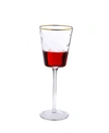 CLASSIC TOUCH SET OF 6 PEBBLE GLASS WINE GLASSES WITH GOLD TONE RIM