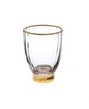 Classic Touch Set Of 6 Straight Line Textured Stemless Wine Glasses With Vivid Gold Tone Base And Rim In Clear