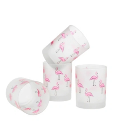 Culver Flamingos Dof Glass 14-ounce Set Of 4 In Pink