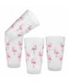 CULVER FLAMINGOS PINT GLASS 16-OUNCE SET OF 4