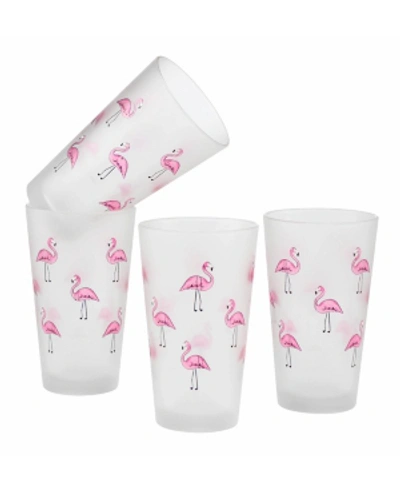 Culver Flamingos Pint Glass 16-ounce Set Of 4 In Pink