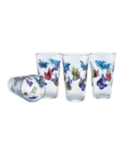 Culver Butterflies Pint Glass 16-ounce Set Of 4 In Multi