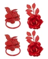 Vibhsa Red Rose Set Of 4 Napkin Rings In Red