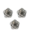 STRATTON HOME DECOR SILVER-TONE METAL WALL FLOWERS SET OF 3