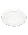 Twig New York Amelie Forest Green Rim 14" Oval Platter In White