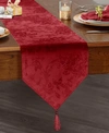 ELRENE POINSETTIA ELEGANCE JACQUARD HOLIDAY TABLE RUNNER